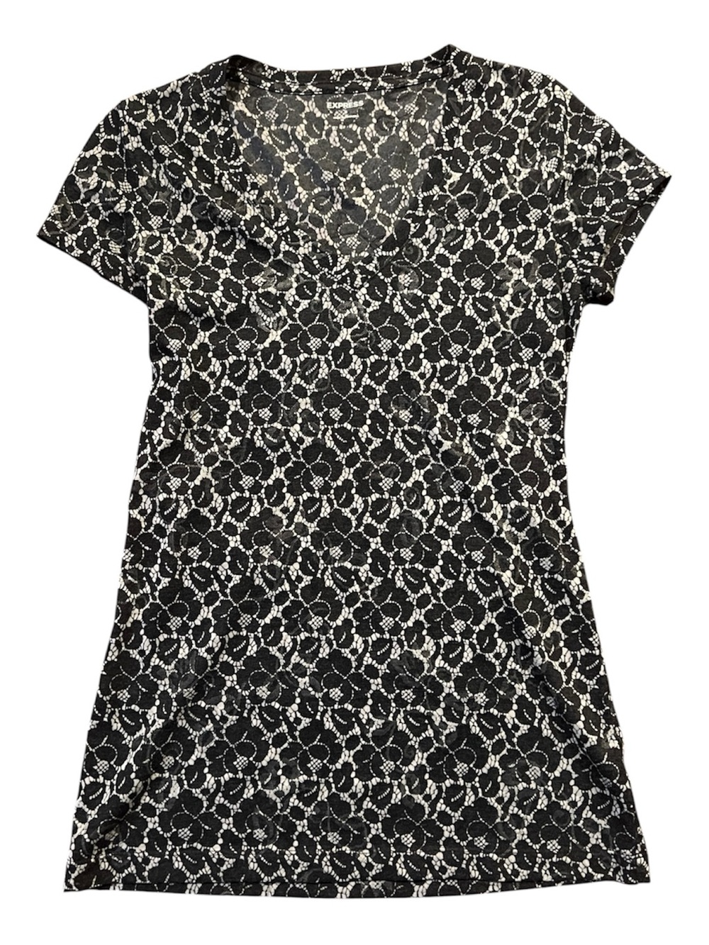Express Black and White Floral Shirt Size S